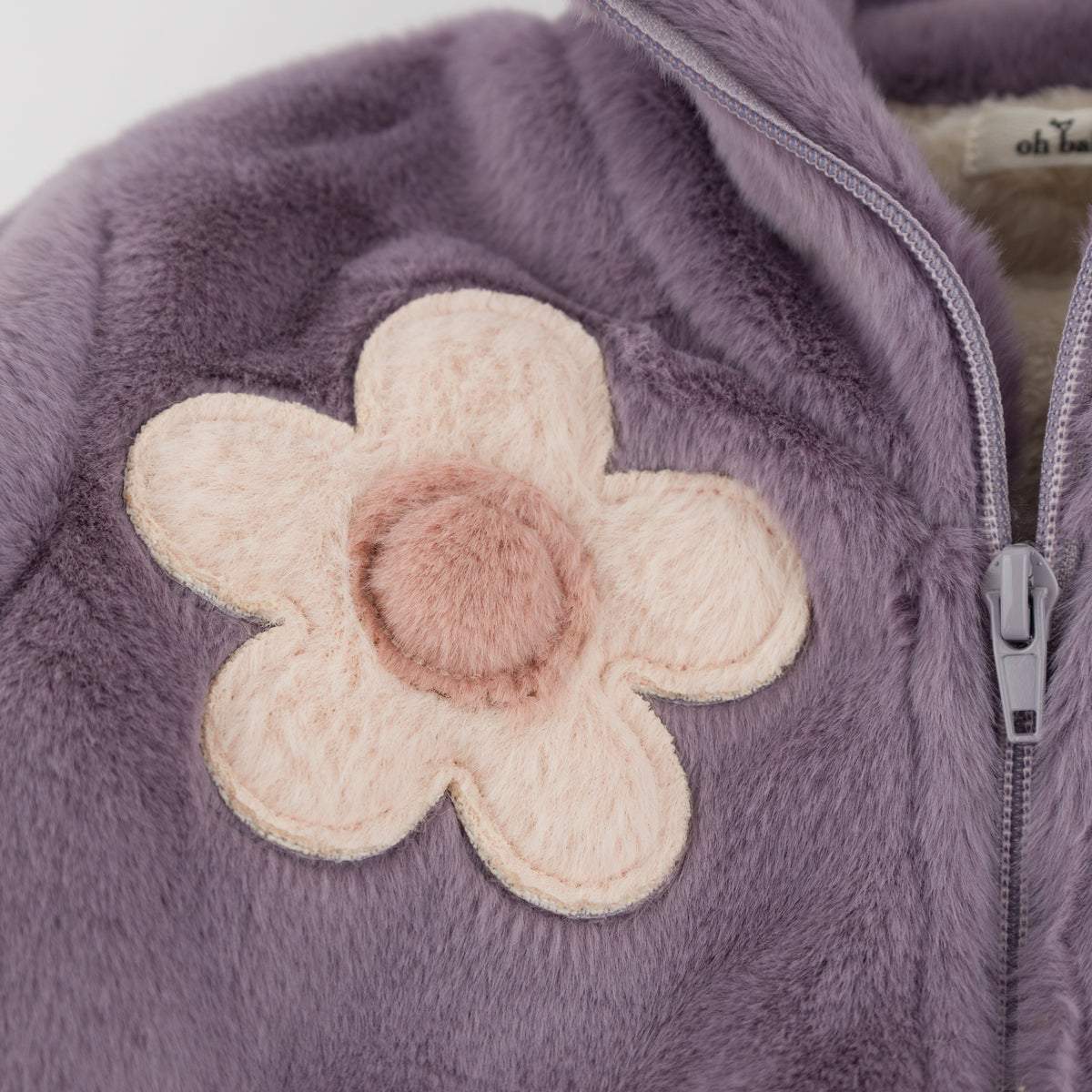 oh baby! Daisies Faux Fur Tahoe Jacket - Dark Lavender