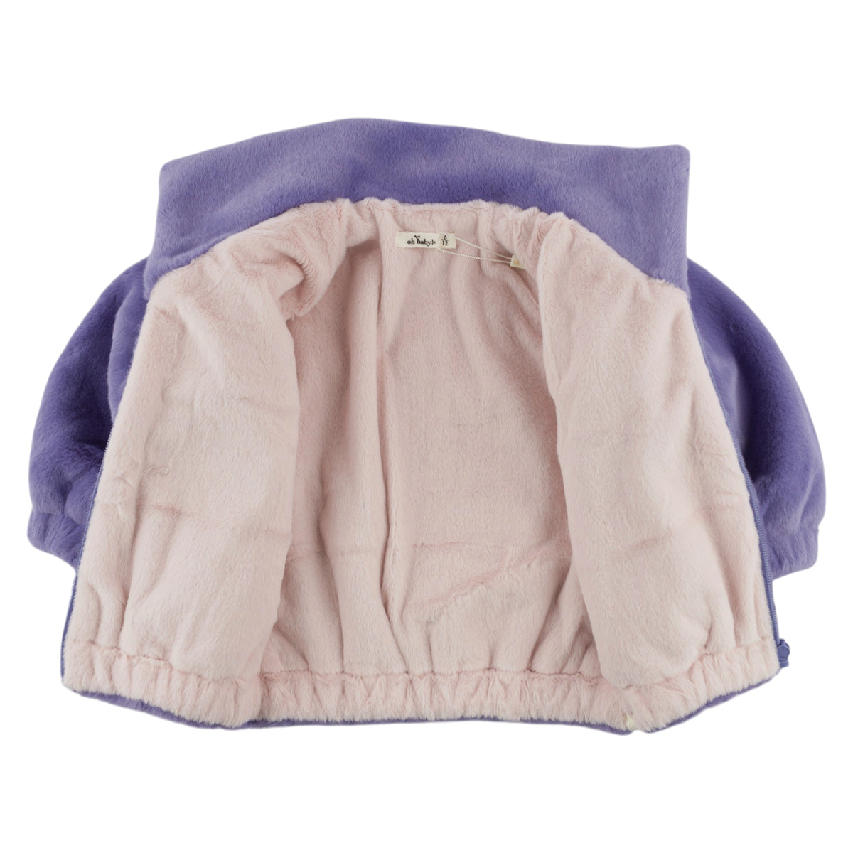 oh baby! Faux Fur Tahoe Coat - Metallic Unicorn Applique - Lavender - Open