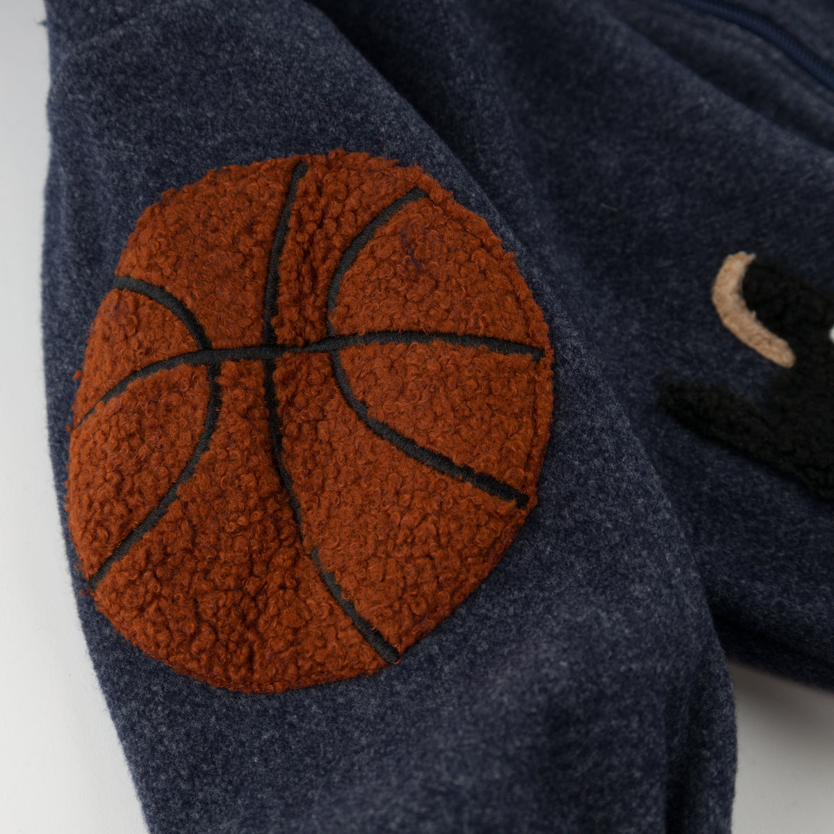 oh baby! Tahoe Jacket - Felt Sports Applique - Navy Heather - Basketball