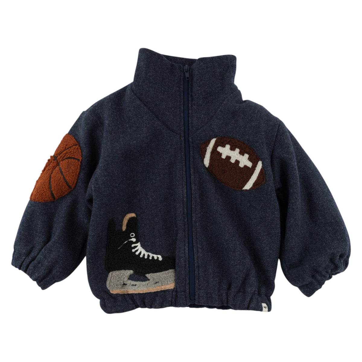 oh baby! Tahoe Jacket - Felt Sports Applique - Navy Heather