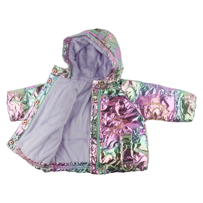 oh baby! Aspen Hooded Coat - Quilted Hearts - Iridescent Pink - Open