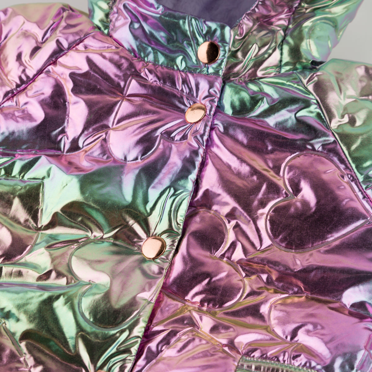 oh baby! Aspen Hooded Coat - Quilted Hearts - Iridescent Pink - Front