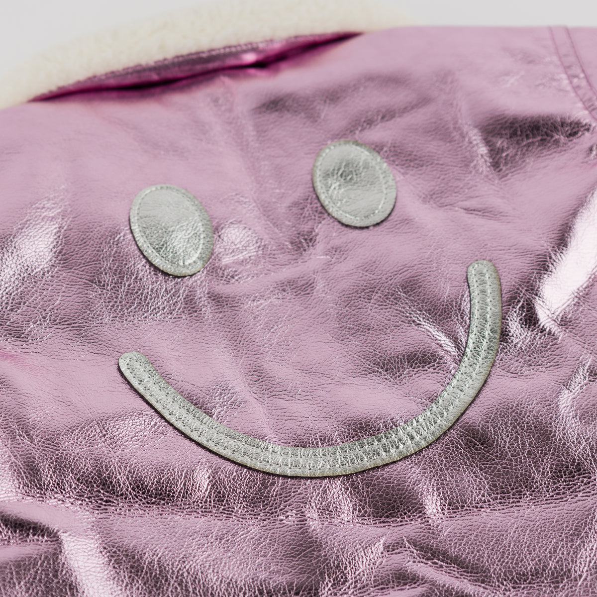oh baby! Metallic Snowdrift Biker Jacket - Big Smile - Pink Ice - Close Smiley