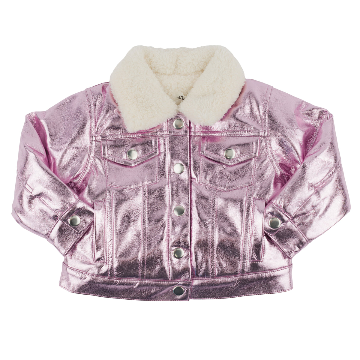 oh baby! Metallic Snowdrift Biker Jacket - Big Smile - Pink Ice