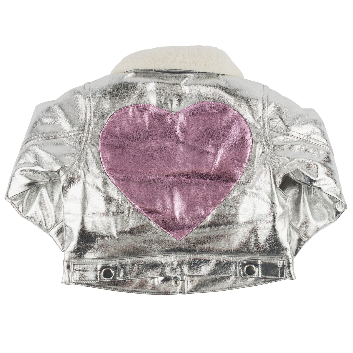 oh baby! Snowdrift Biker Jacket - Big Heart Metallic - Silver - Back