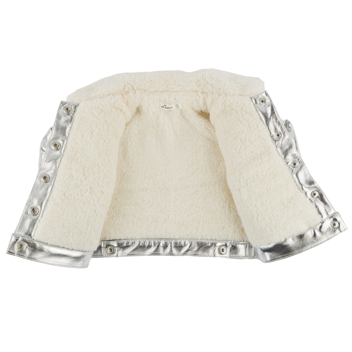 oh baby! Snowdrift Biker Jacket - Big Heart Metallic - Silver - Open