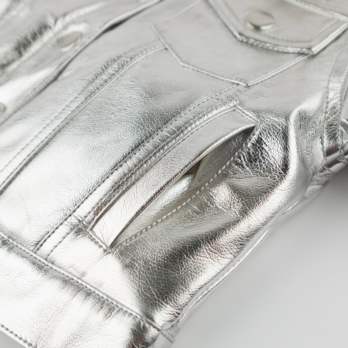 oh baby! Snowdrift Biker Jacket - Big Heart Metallic - Silver -Pocket