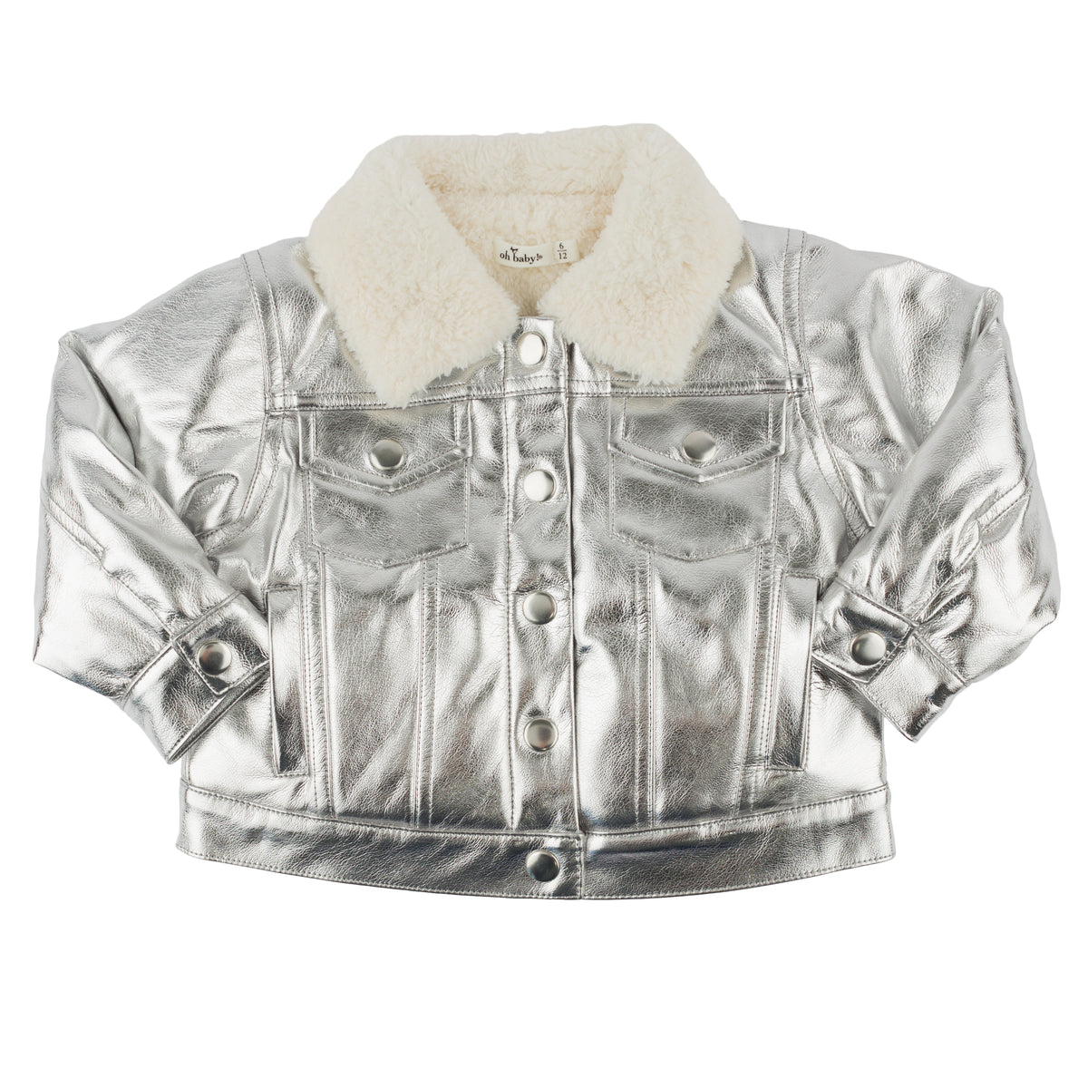 oh baby! Snowdrift Biker Jacket - Big Heart Metallic - Silver