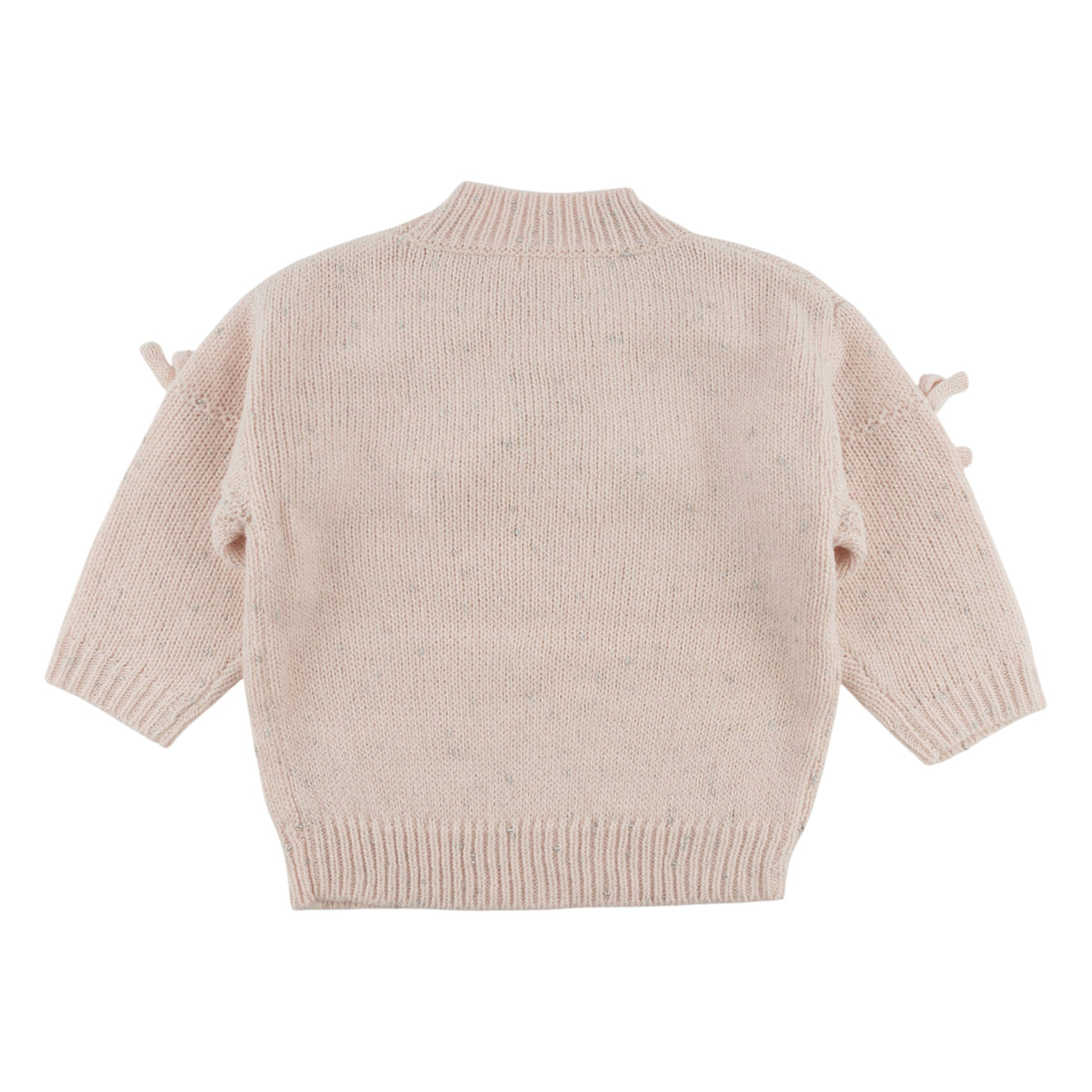 oh baby! Diamond Cable Knitted Sweater - Bows - Barely Pink Sparkle - Back