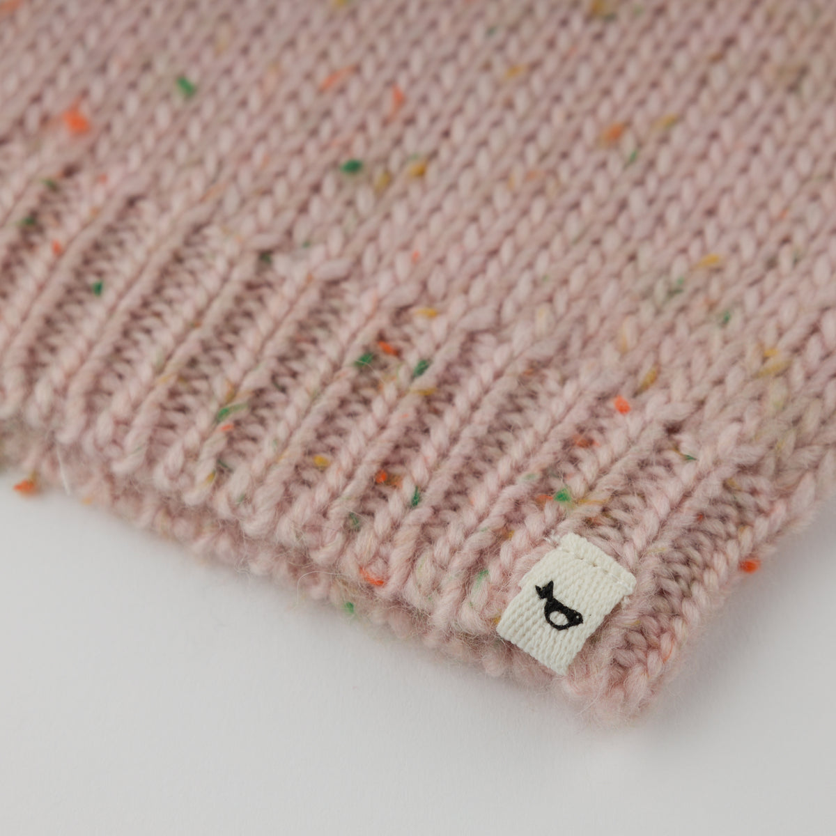 oh baby! Diamond Cable Knitted Sweater - Bows - Pale Pink Speckle - Hem with Logo