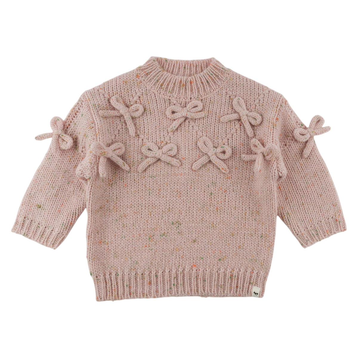 oh baby! Diamond Cable Knitted Sweater - Bows - Pale Pink Speckle