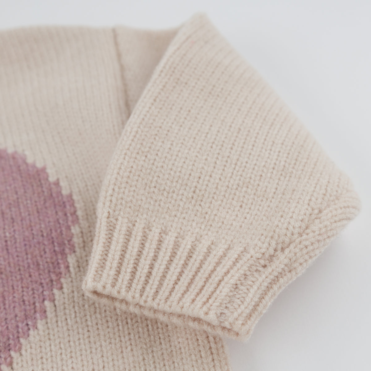 oh baby! Grandpa Knitted Pullover Sweater - Giant Heart - Barely Pink - Sleeve