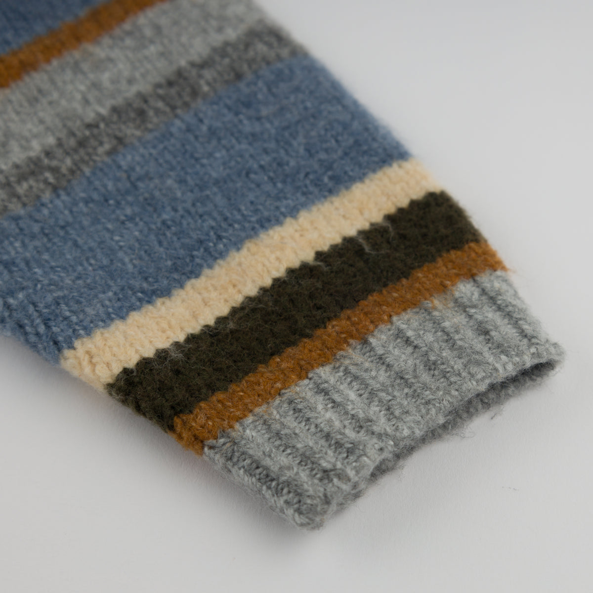 oh baby! Grandpa Knitted Pullover - Multi Stripe - Dusty Blue - Sleeve