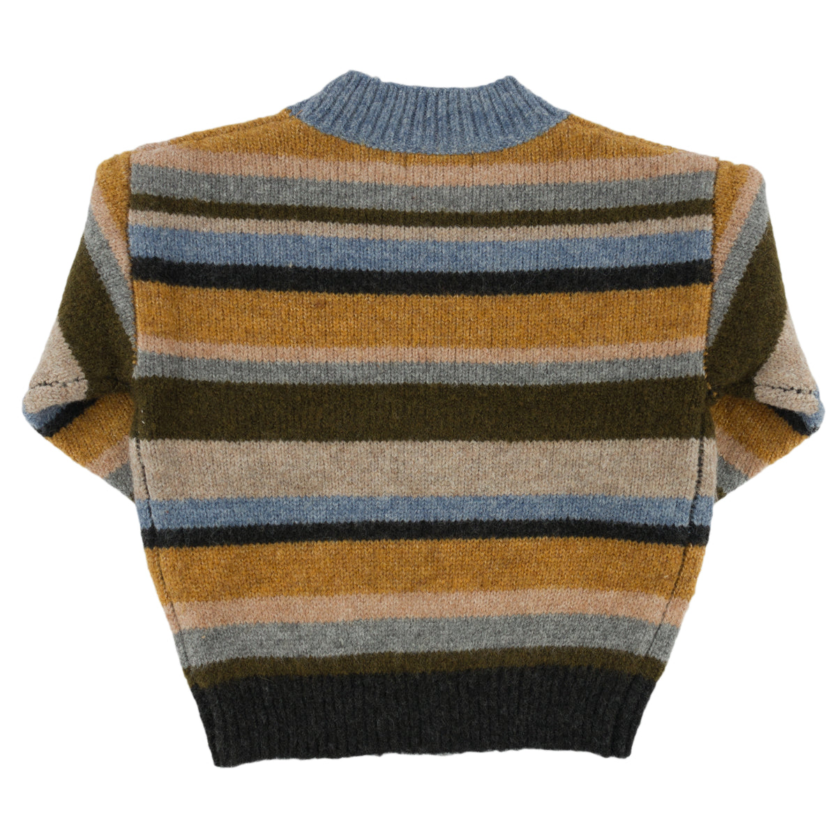 oh baby! Multi Stripe Grandpa Knitted Pullover - Forest