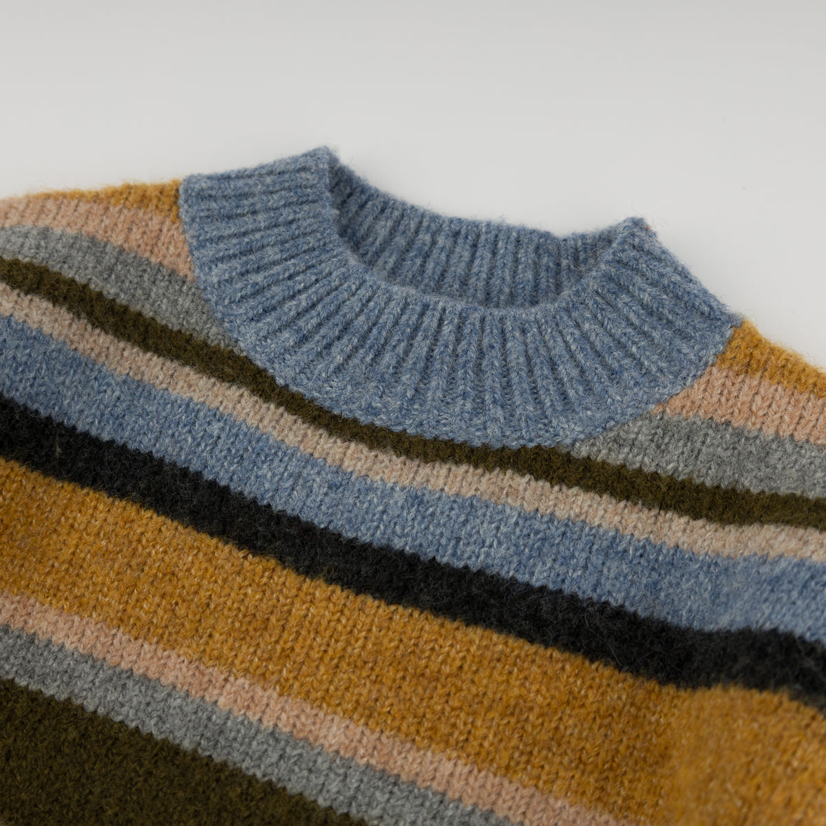 oh baby! Multi Stripe Grandpa Knitted Pullover - Forest