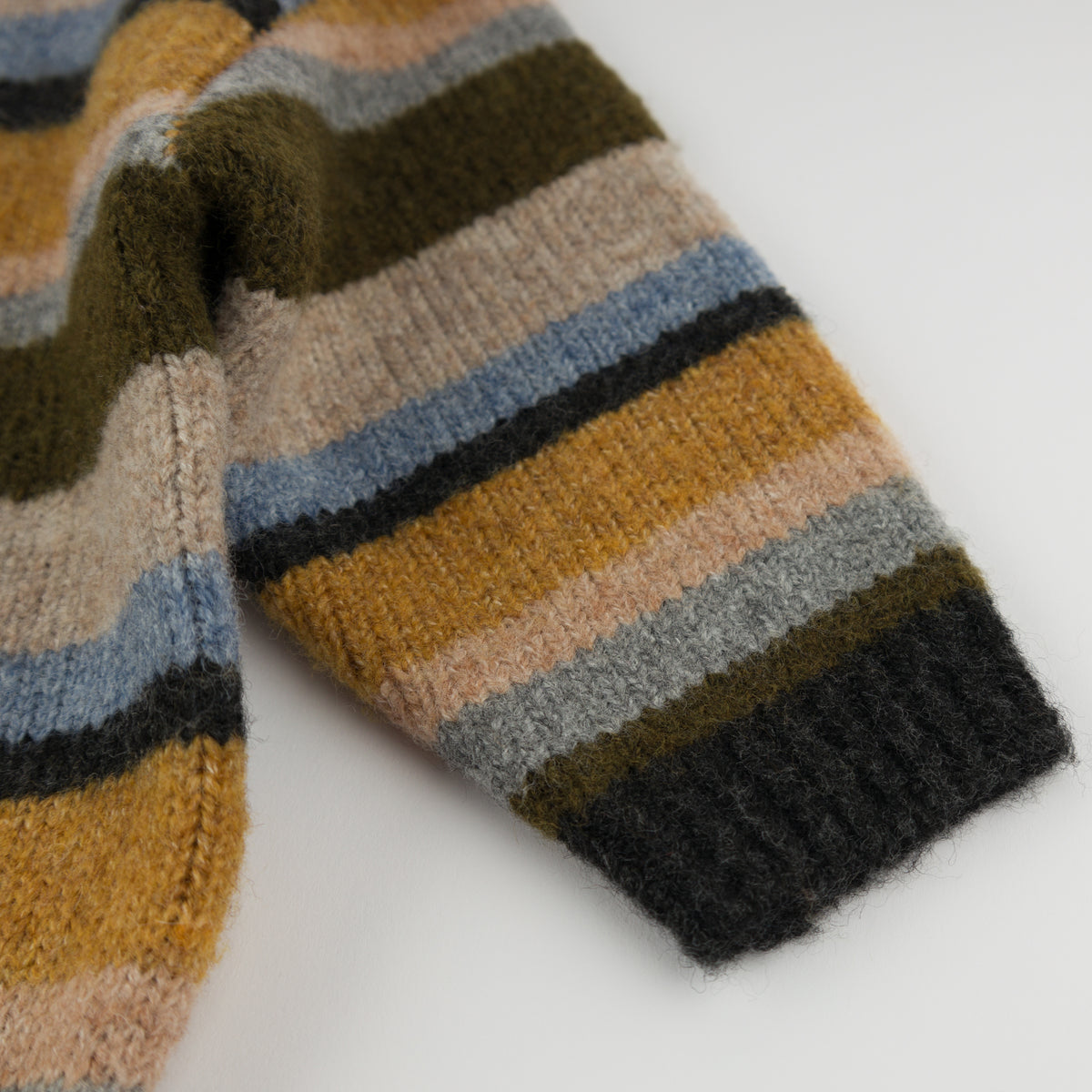 oh baby! Multi Stripe Grandpa Knitted Pullover - Forest