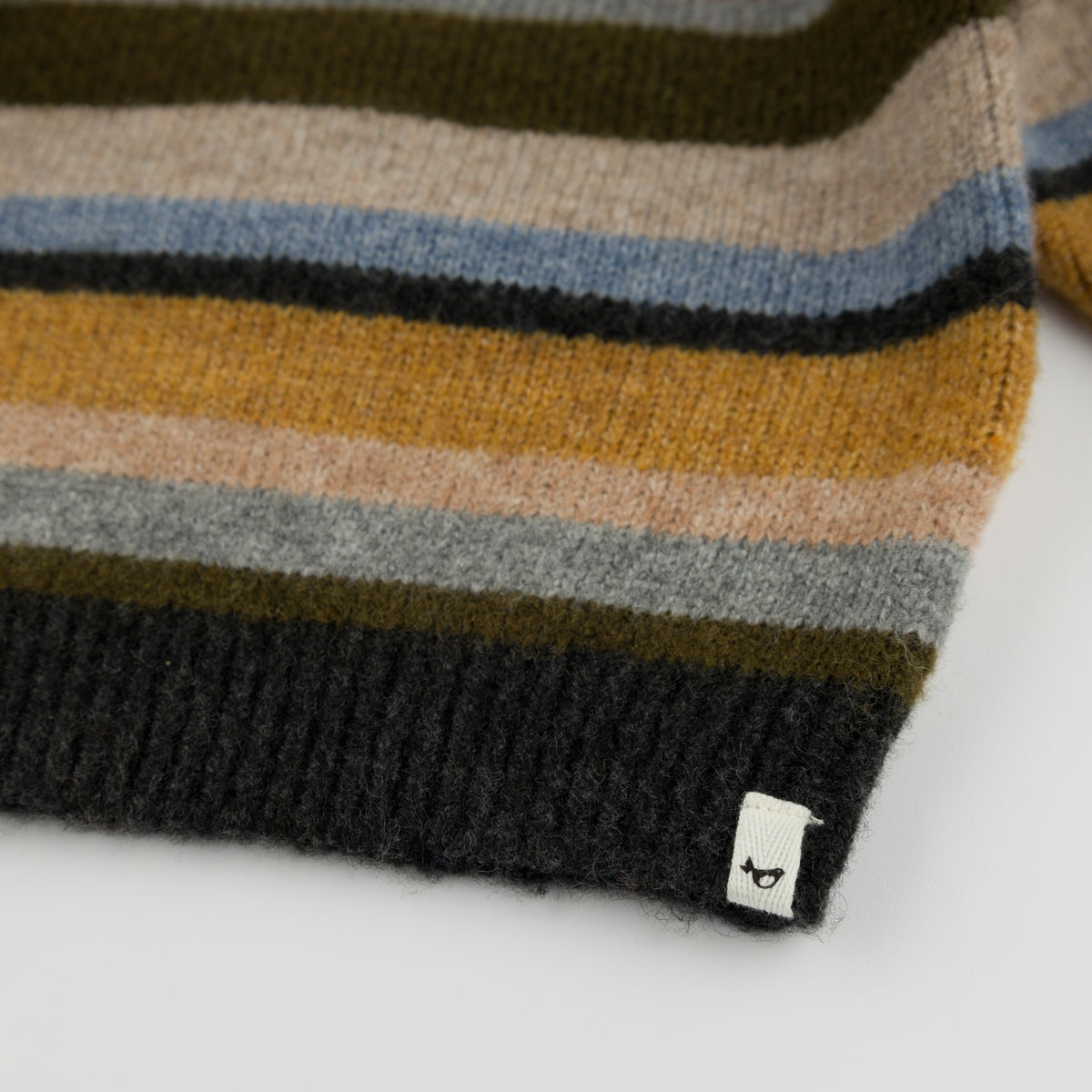 oh baby! Multi Stripe Grandpa Knitted Pullover - Forest