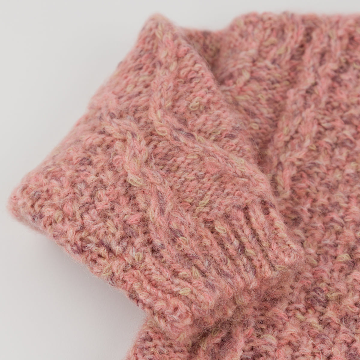 oh baby! Fleck Diamond Cable Grandpa Knitted Pullover Sweater - Pink - Sleeve