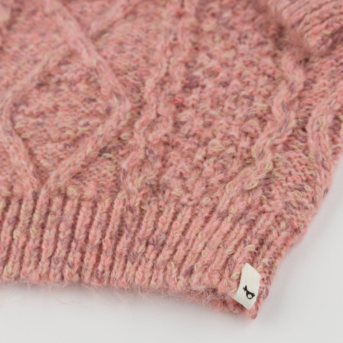 oh baby! Fleck Diamond Cable Grandpa Knitted Pullover Sweater - Pink - oh baby!