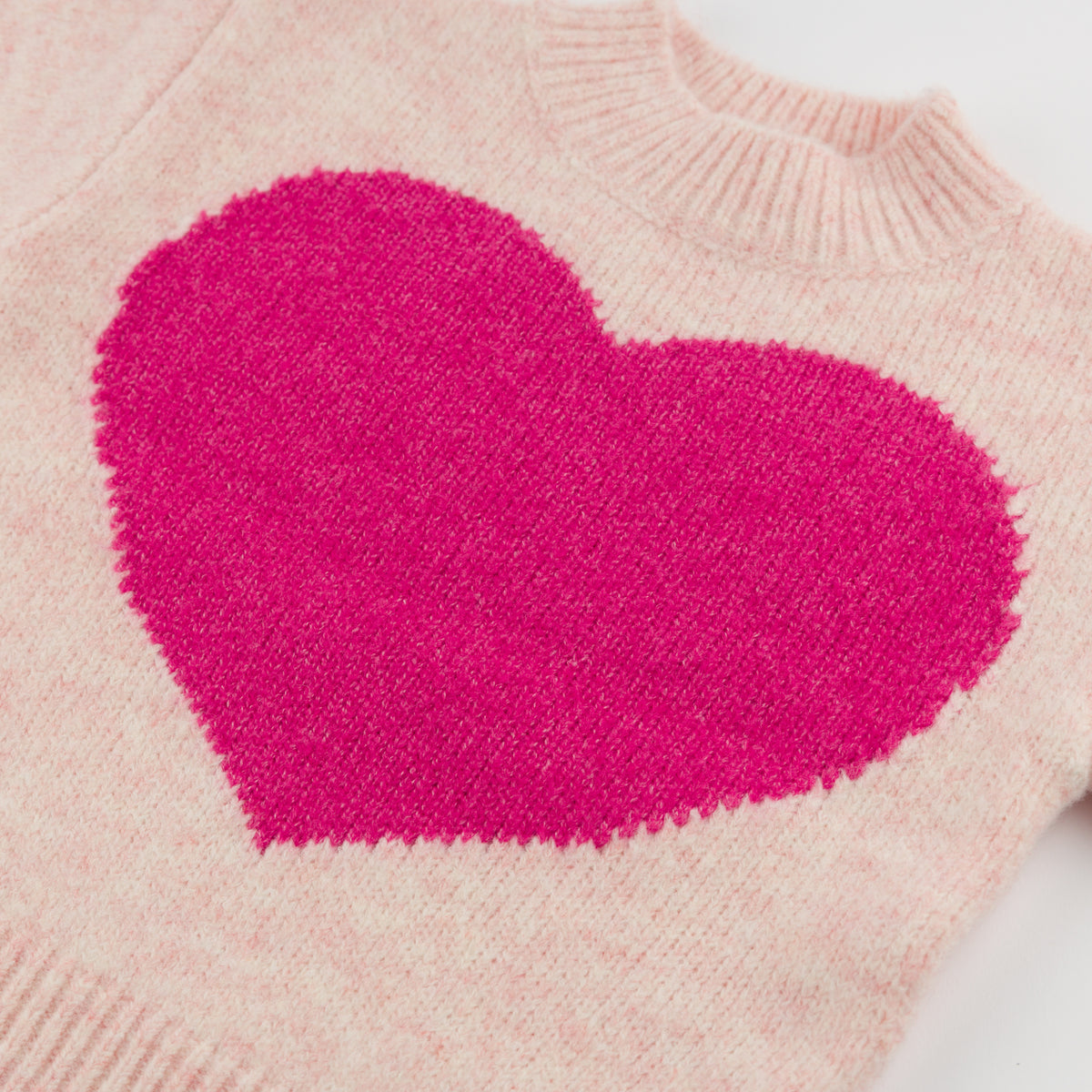 oh baby! Grandpa Knitted Pullover Sweater - Giant Heart - Pale Pink - Close