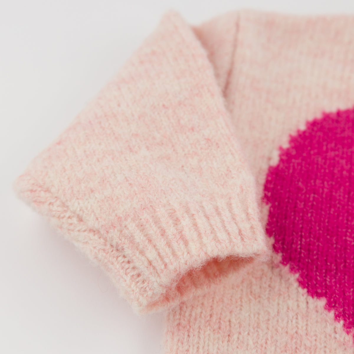 oh baby! Grandpa Knitted Pullover Sweater - Giant Heart - Pale Pink - Sleeve