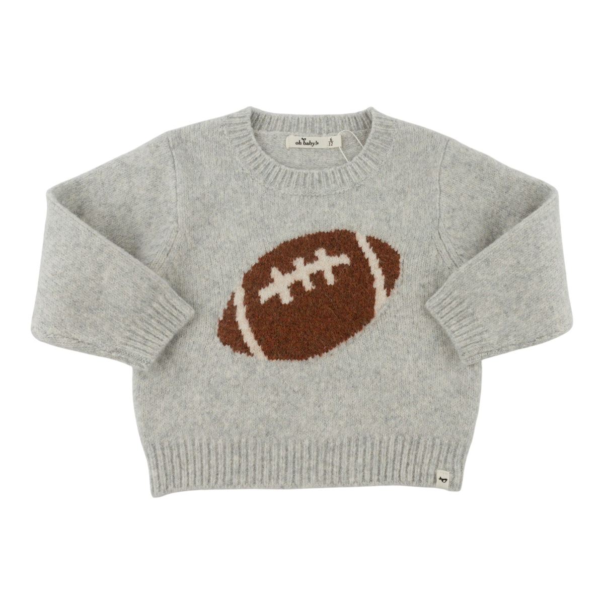 oh baby! Crew Neck Sweater - Football - Heather Gray