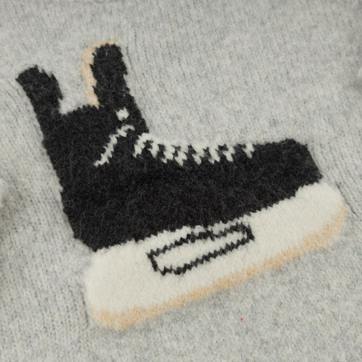 oh baby! Crew Neck Sweater - Hockey - Heather Gray - Hockey Skate Close Up