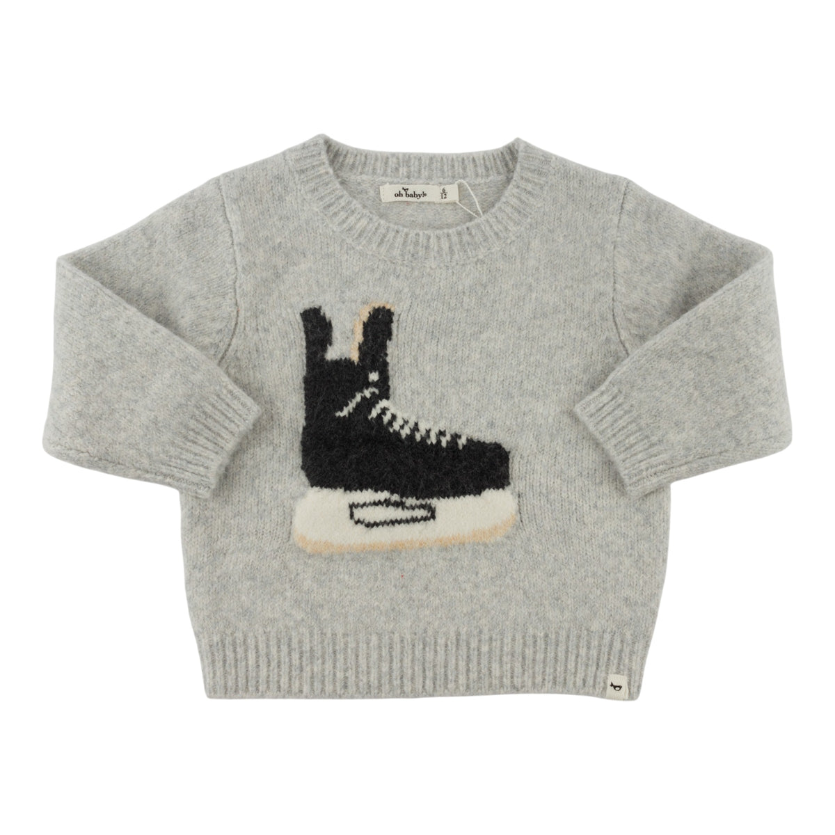 oh baby! Crew Neck Sweater - Hockey - Heather Gray