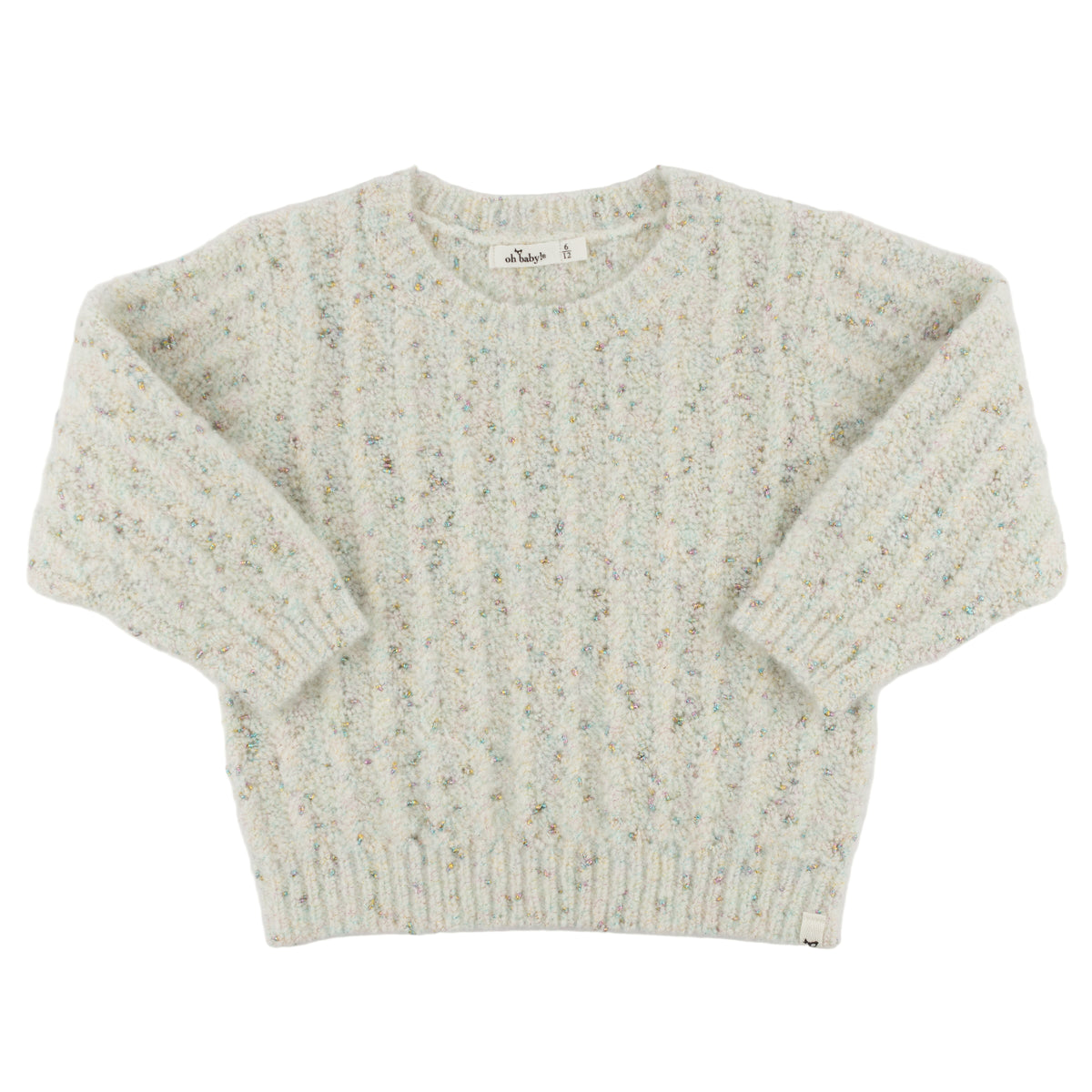 oh baby! Sparkle Knit Crew Pullover Sweater - Snow Confetti
