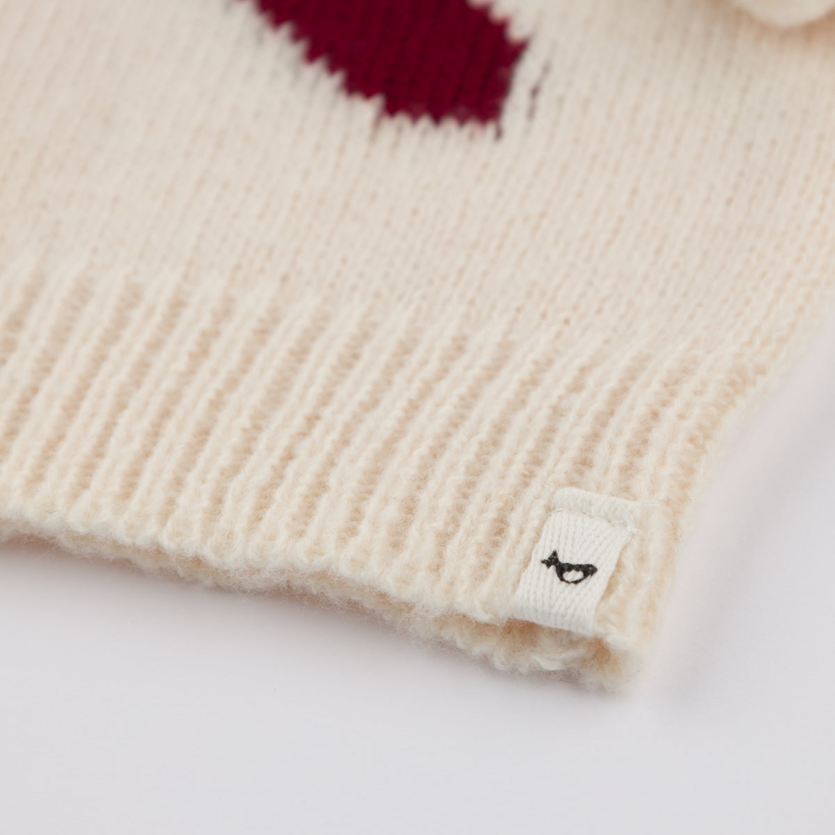 oh baby! Crew Neck Sweater - Red Berry Bow - Cream