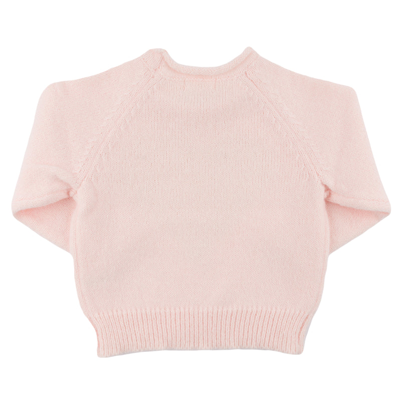 oh baby! Cream Heart Crew Neck Sweater - Baby Pink - Back