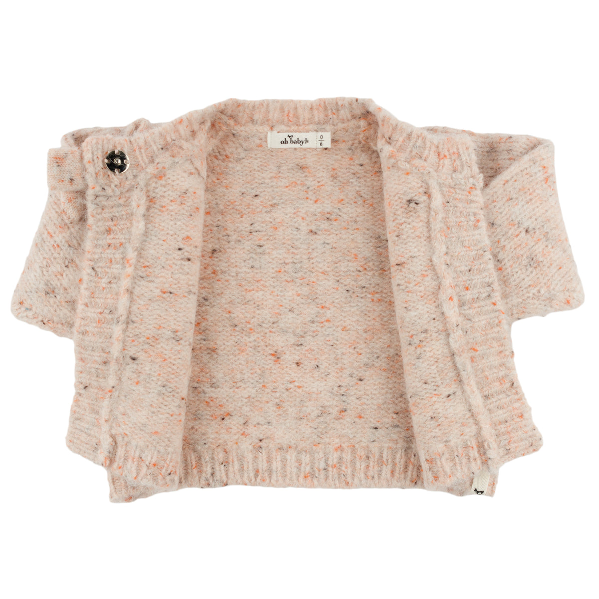 oh baby! Speckled Scandi Bow Cardigan - Pale Pink Speckle