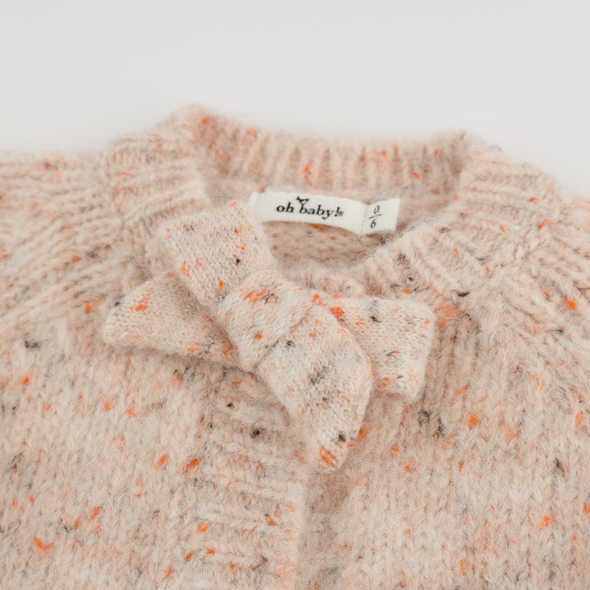 oh baby! Speckled Scandi Bow Cardigan - Pale Pink Speckle