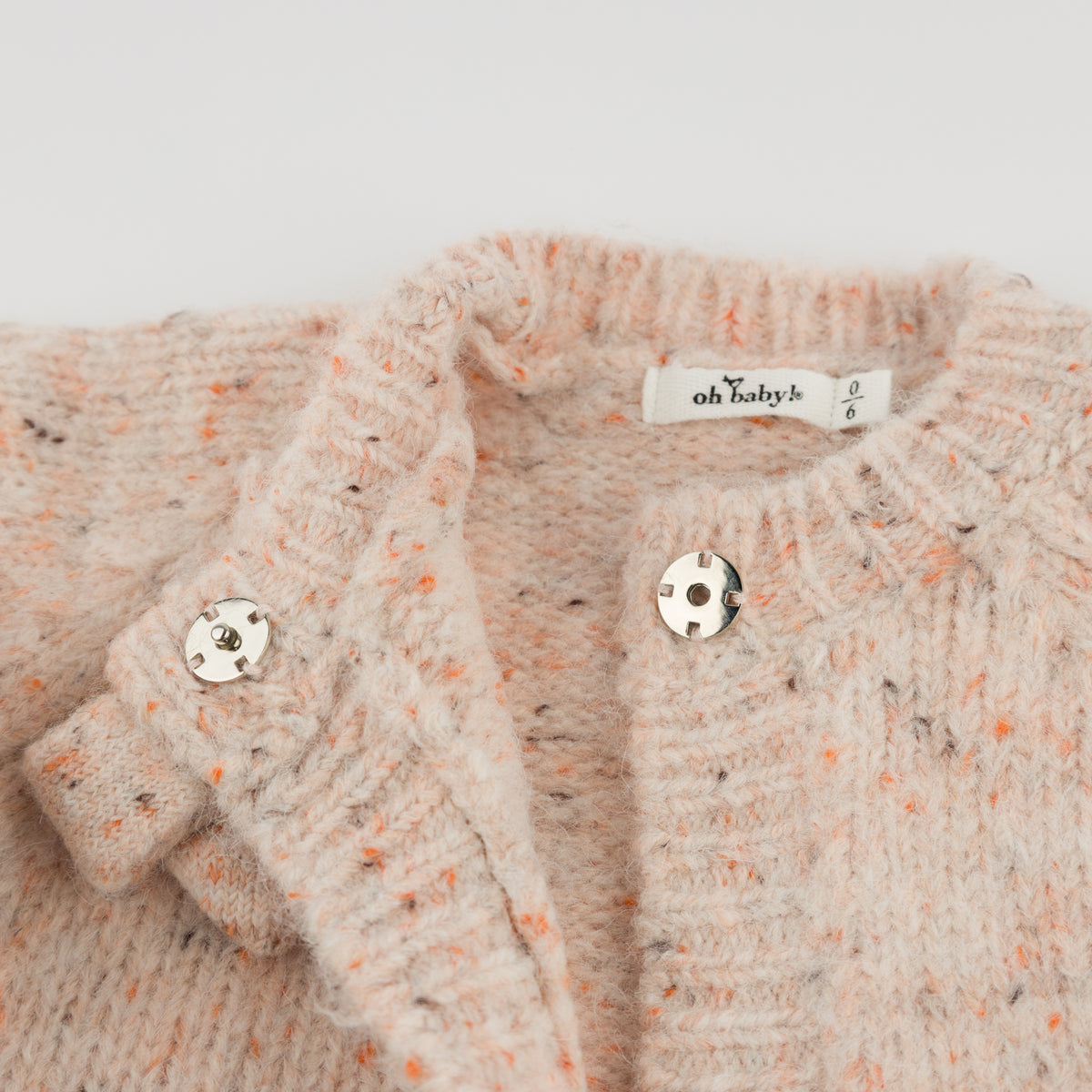 oh baby! Speckled Scandi Bow Cardigan - Pale Pink Speckle