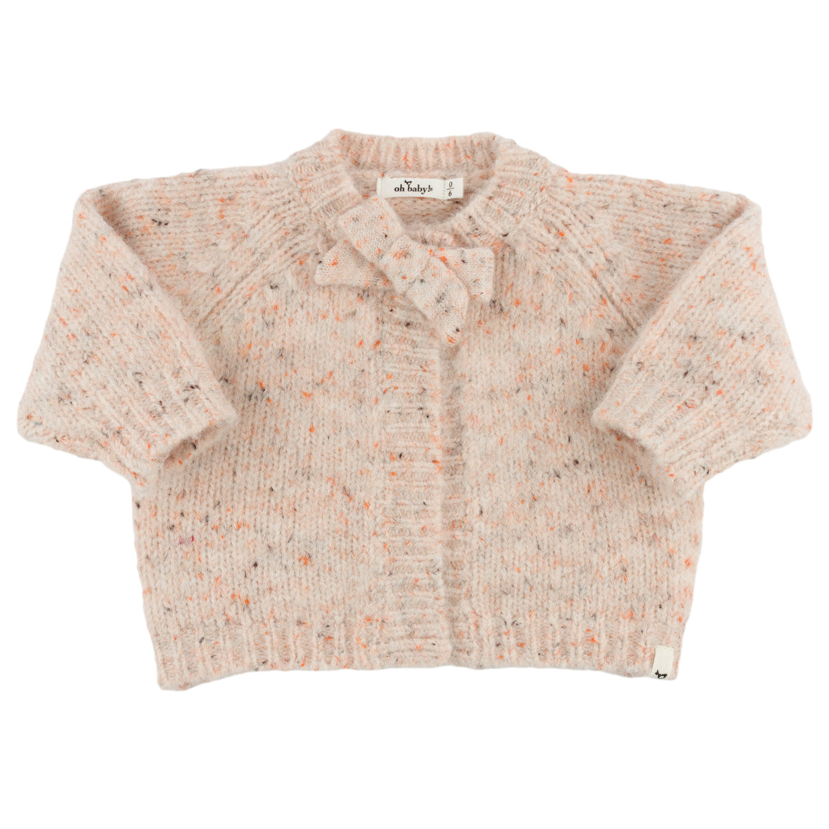oh baby! Speckled Scandi Bow Cardigan - Pale Pink Speckle