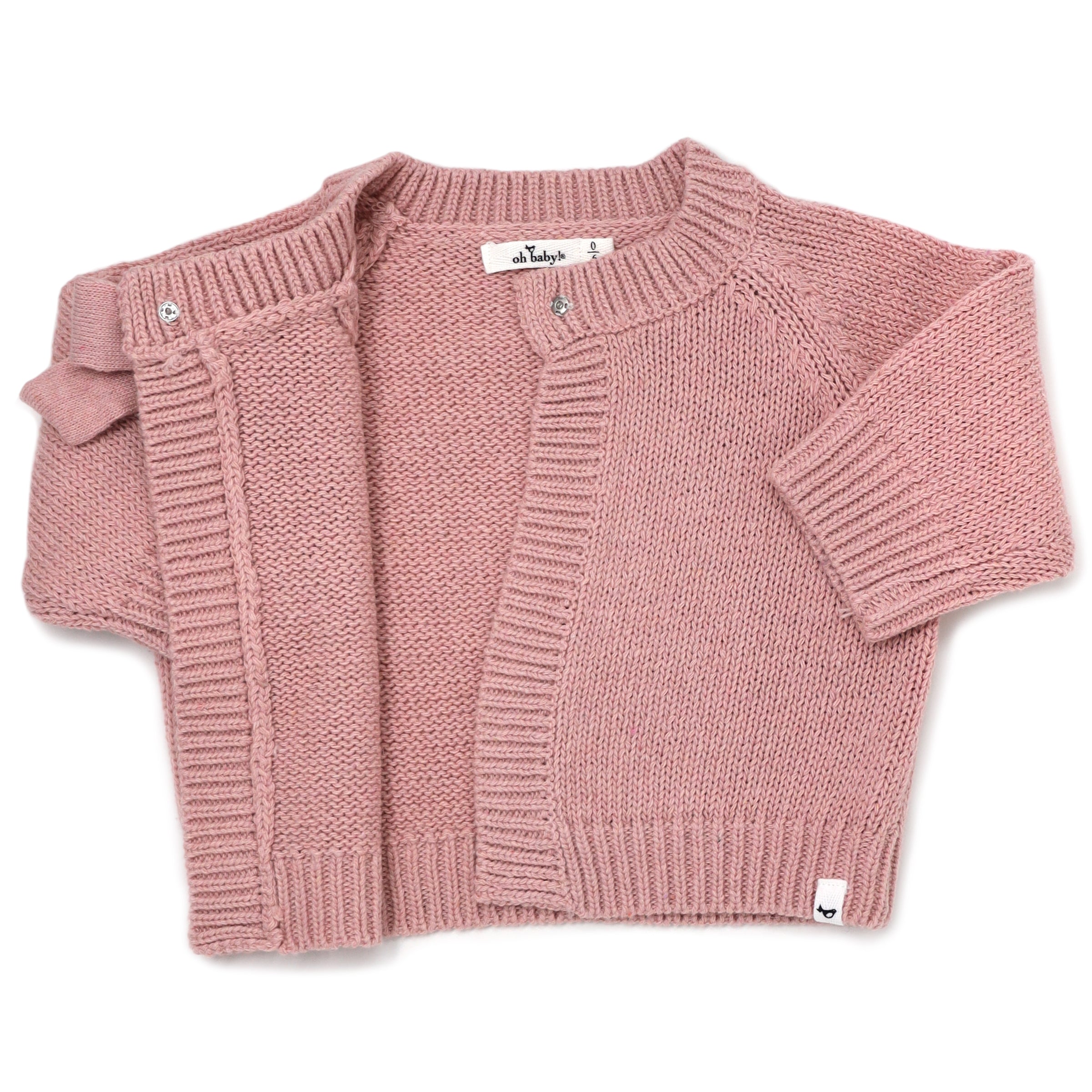 oh baby Scandi Bow Knit Cardigan Vintage Rose