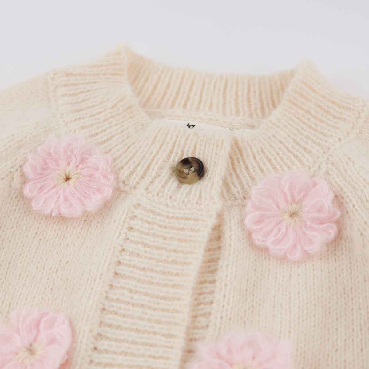 oh baby! Scandi Flower Knit Cardigan - Cream - Close-Up