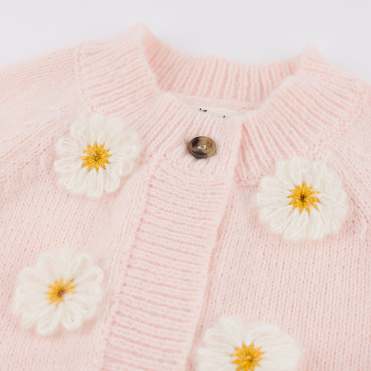 oh baby! Scandi Flower Knit Cardigan - Baby Pink - Close