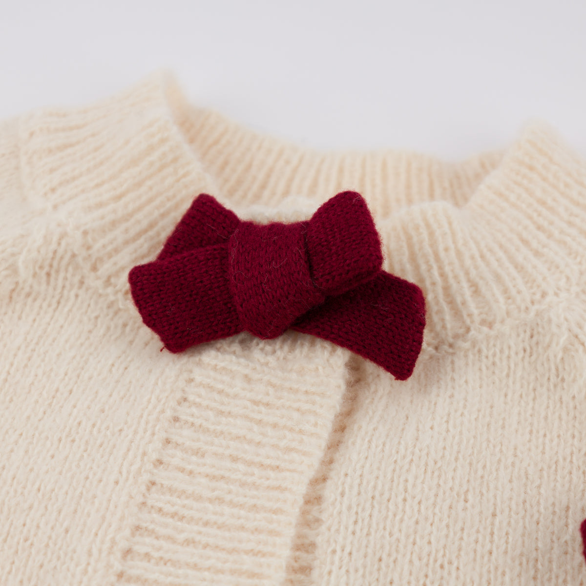 oh baby! Scandi Knit Cardigan - Berry Bows - Cream