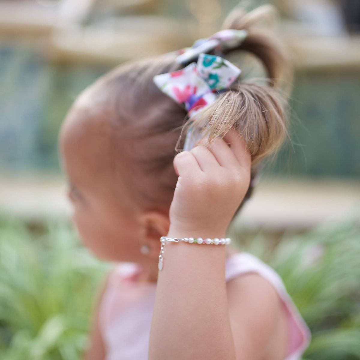 Sterling Silver Child's Bracelet - Multi Crystal Pearl - Lifestyle