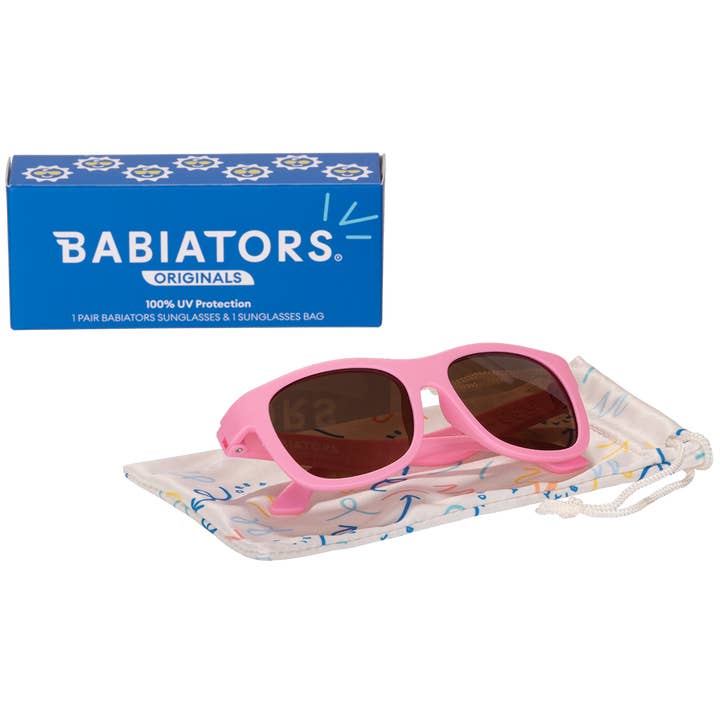 Babiators Candy Pink with Amber Lens Navigator Baby & Kids Sunglasses - Carry Case
