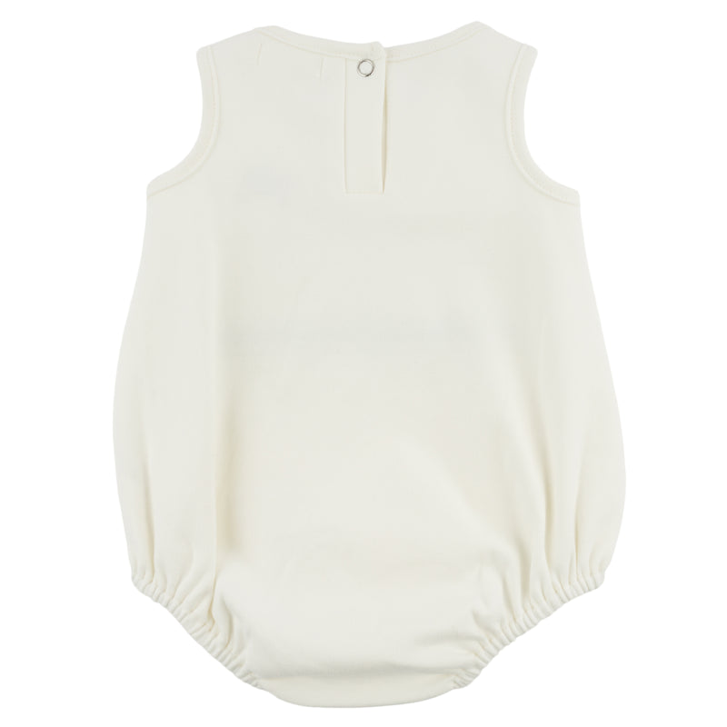 oh baby! Bubble Onesie -Surfing Dog Applique - Oyster - Back