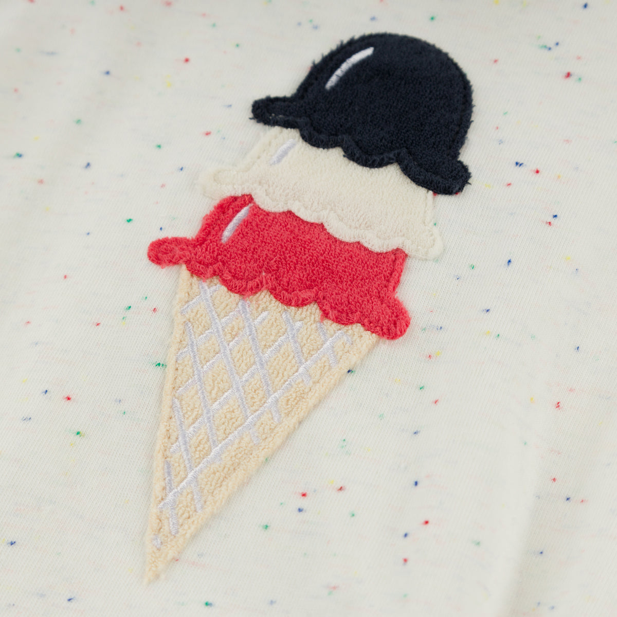 oh baby! Bubble Onesie - Ice Cream Applique - Confetti Oyster - Applique Close