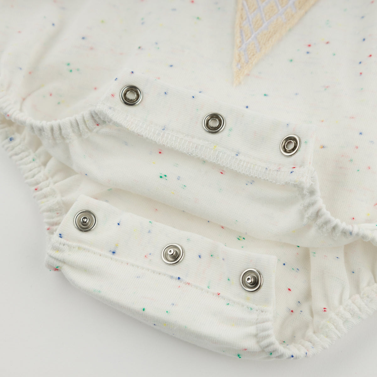 oh baby! Bubble Onesie - Ice Cream Applique - Confetti Oyster - Bottom Snaps