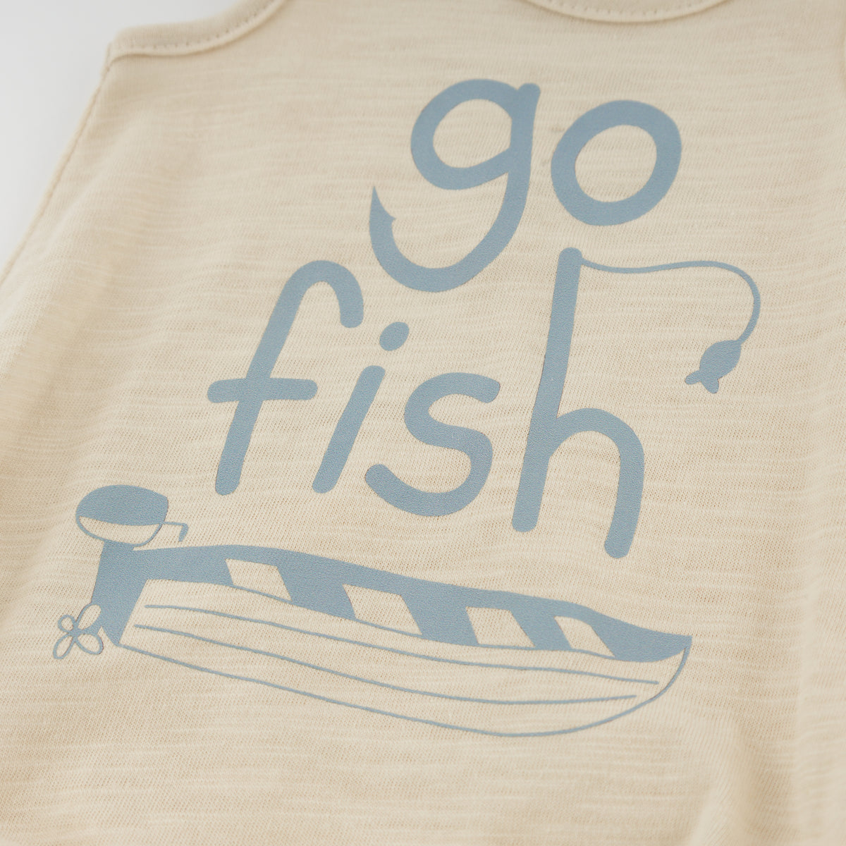 oh baby! Bubble Onesie - "Go Fish" Print - Natural - Close Up