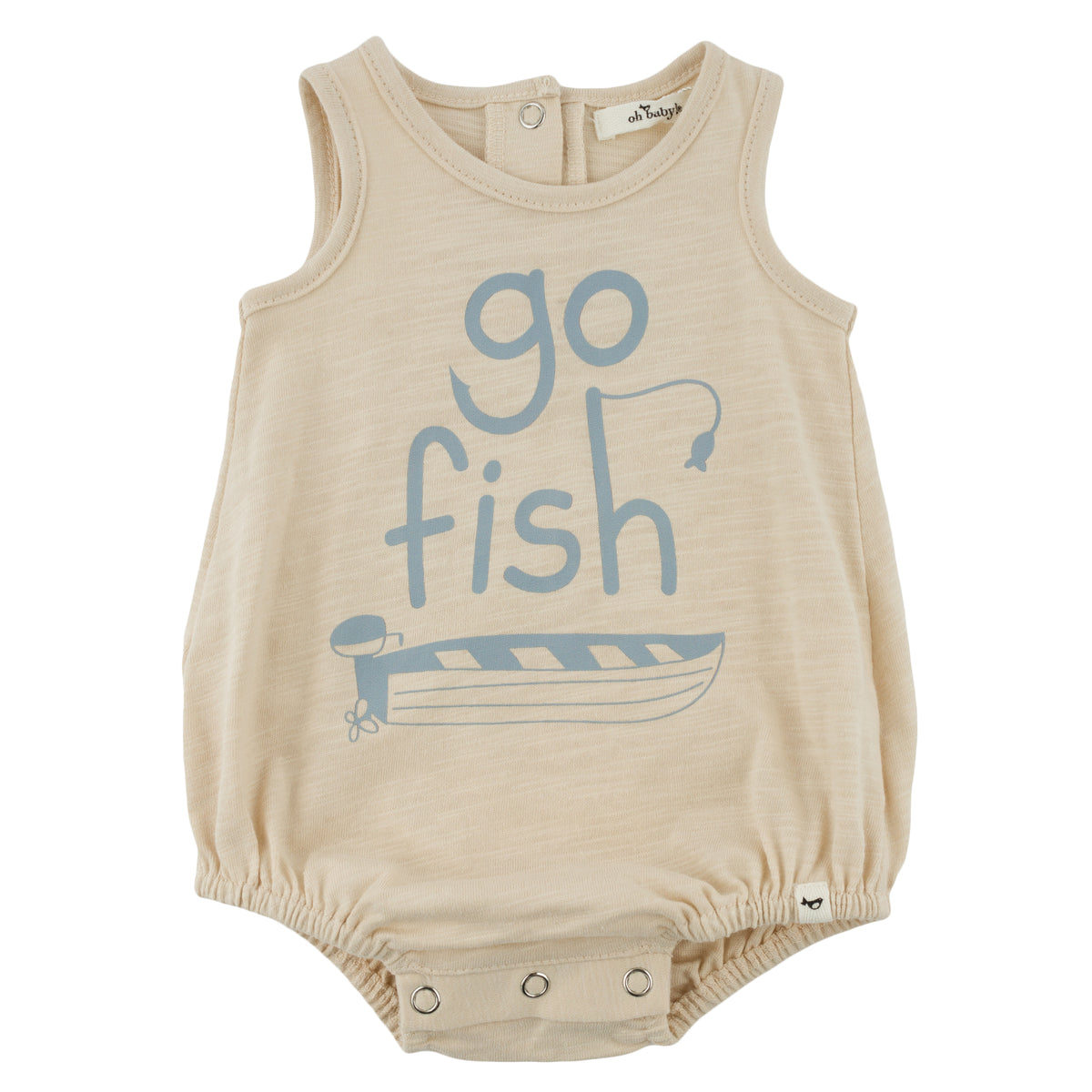 oh baby! Bubble Onesie - "Go Fish" Print - Natural