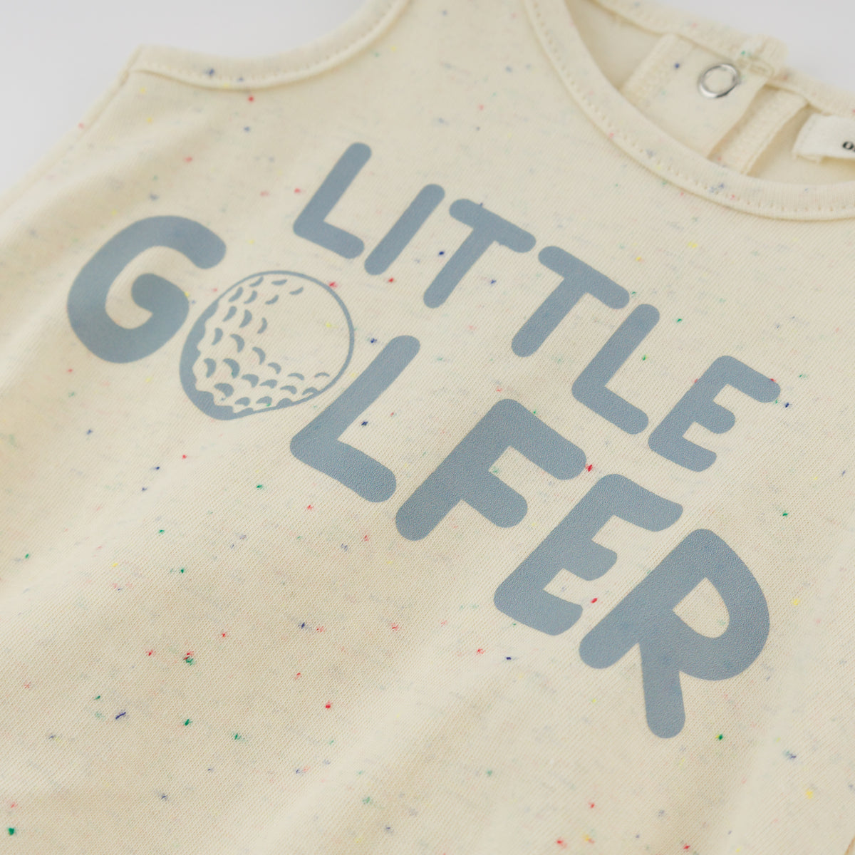 oh baby! Bubble Onesie - Printed "Little Golfer" - Confetti Natural - Close Up