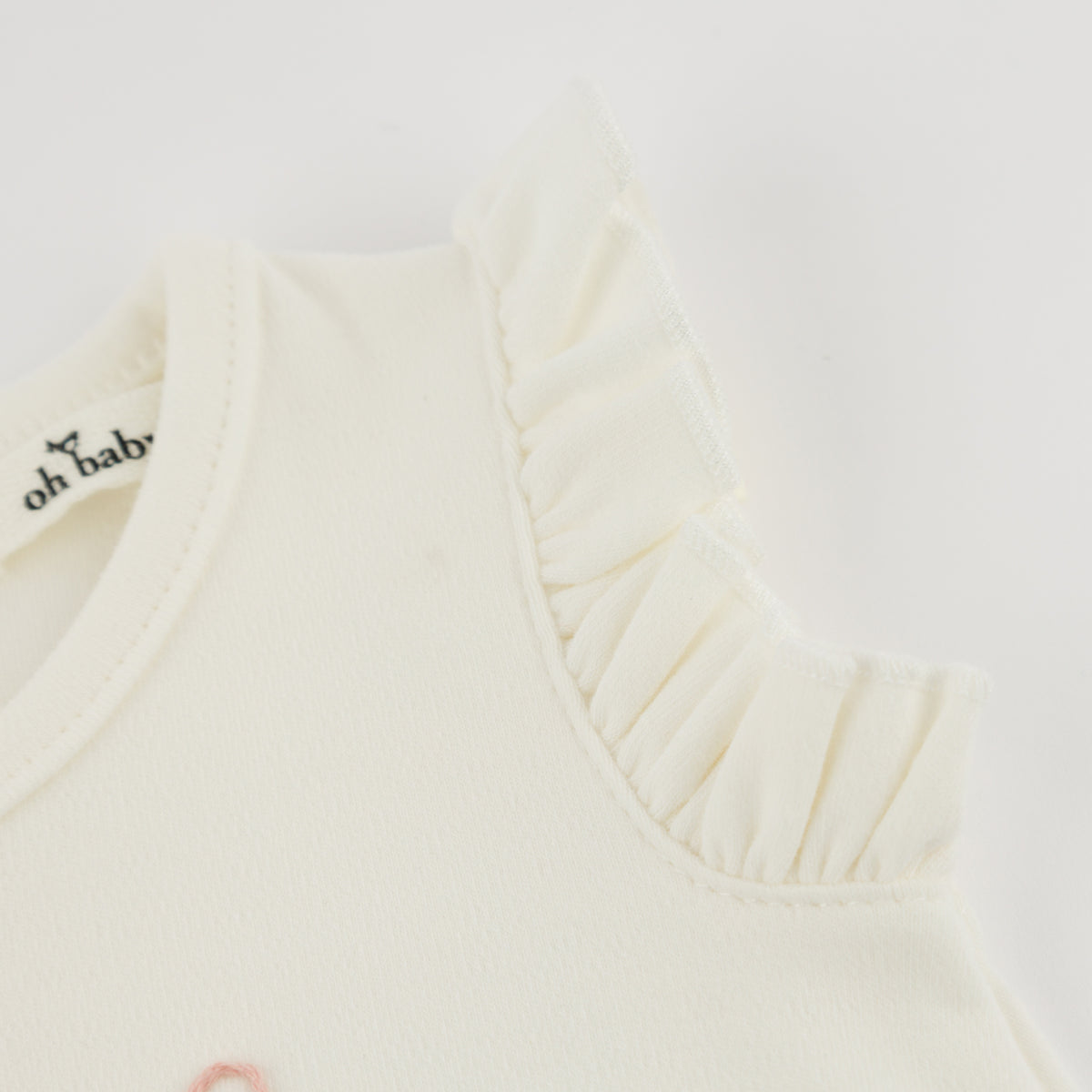 oh baby! Bubble - "loved" with Heart Embroidery - Oyster - Sleeve