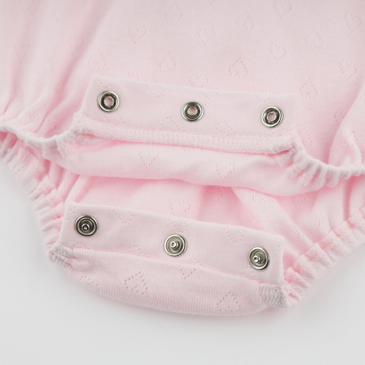 oh baby! Pointelle Bubble - Ruffle Hearts - Pale Pink - Snaps