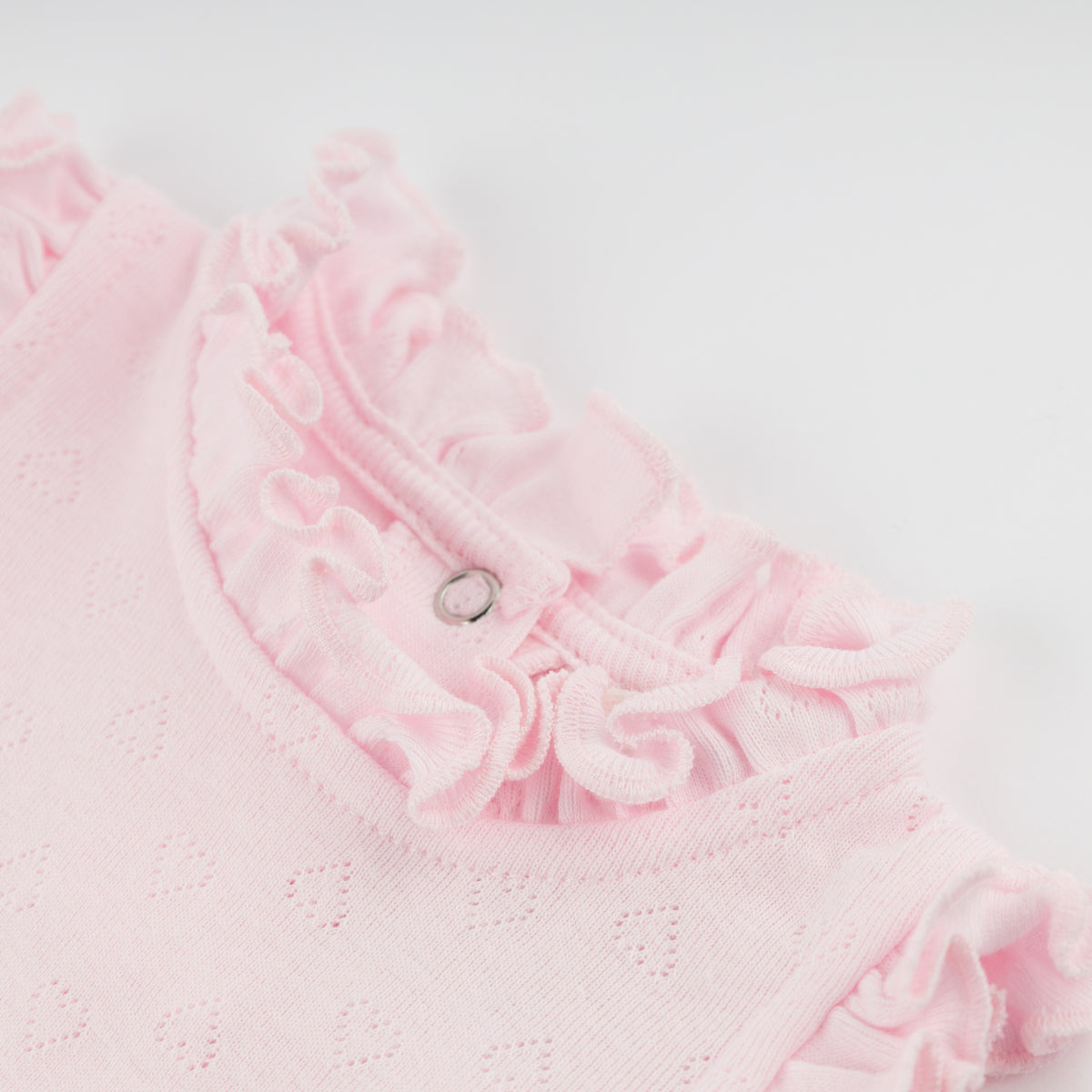 oh baby! Pointelle Bubble - Ruffle Hearts - Pale Pink - Neck